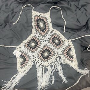Crochet Halter Top with Fringe